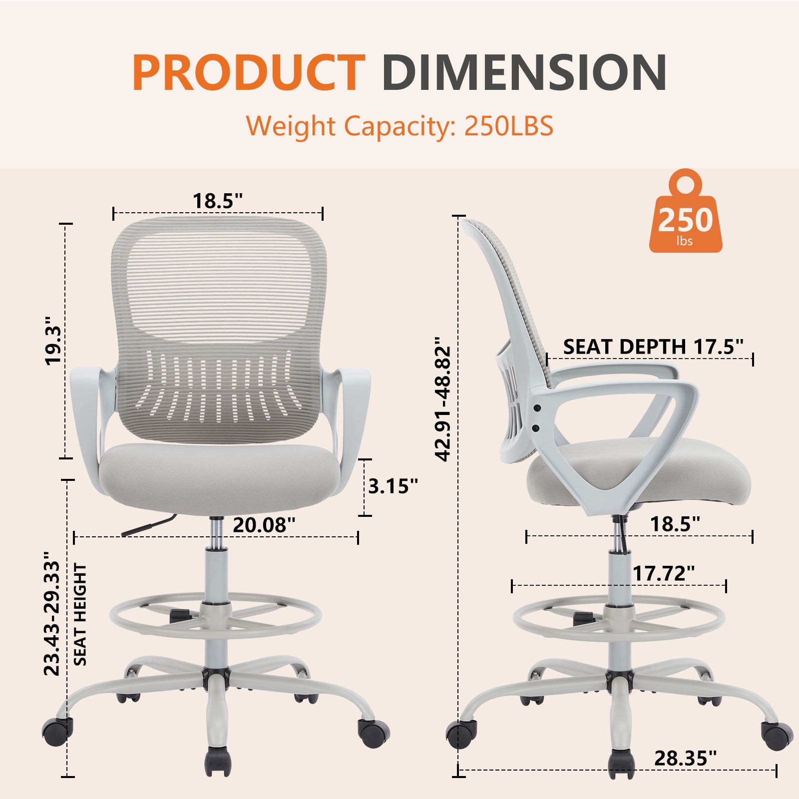 Ergonomic Standing Desk Chair – All-Day Comfort & Adjustable Support