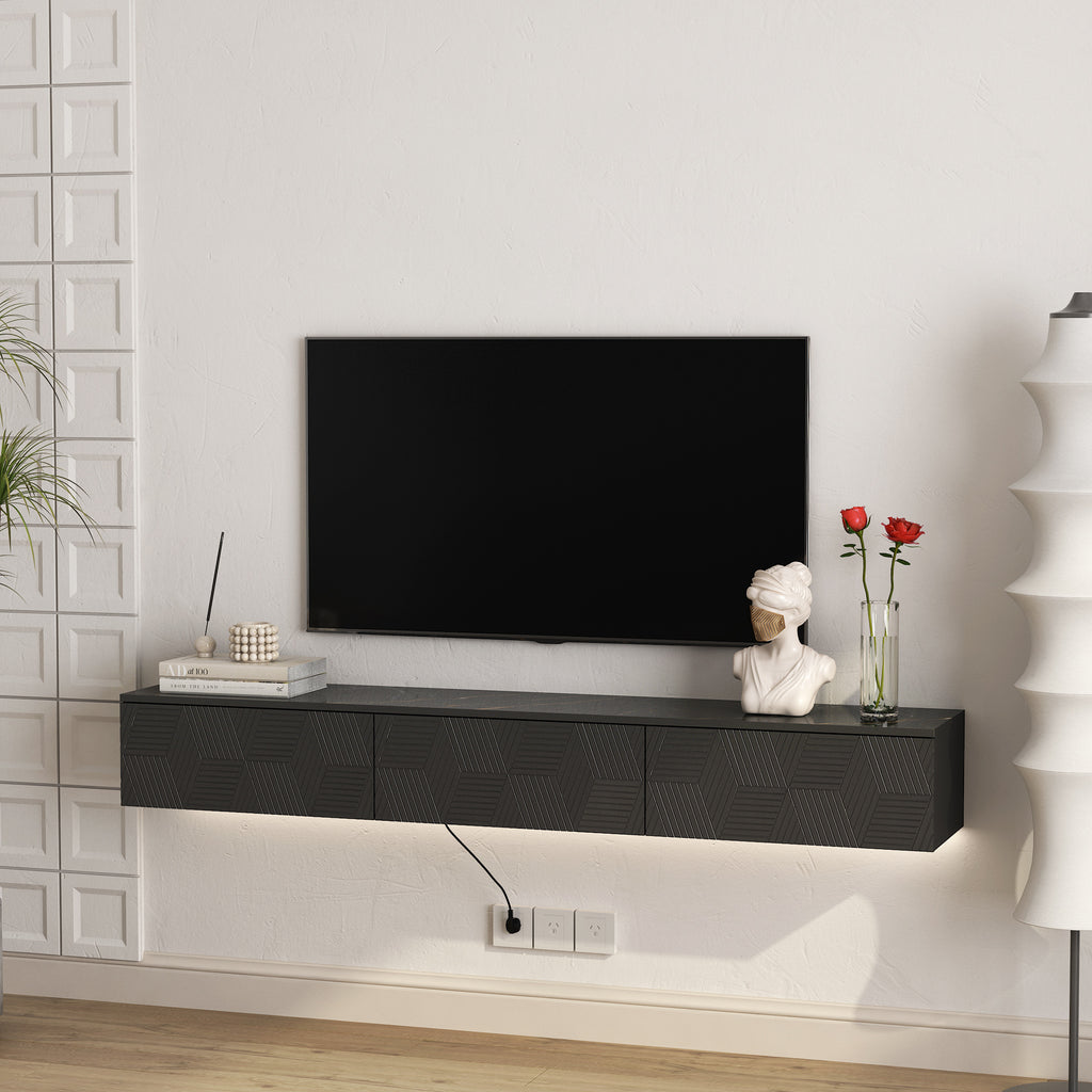 Floating TV Stand with LED Lights – Modern Style, Clean Space