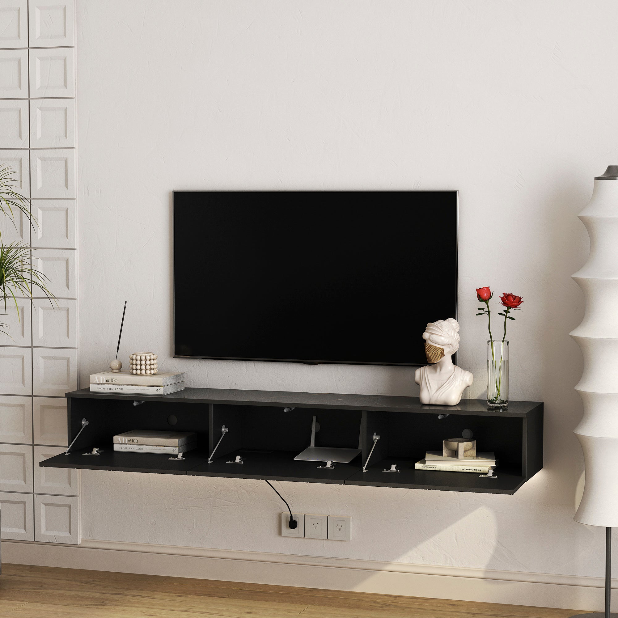 Floating TV Stand with LED Lights – Modern Style, Clean Space