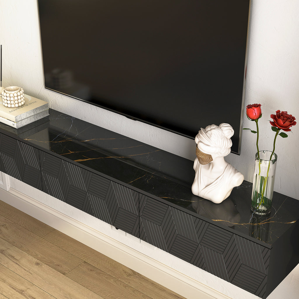 Floating TV Stand with LED Lights – Modern Style, Clean Space