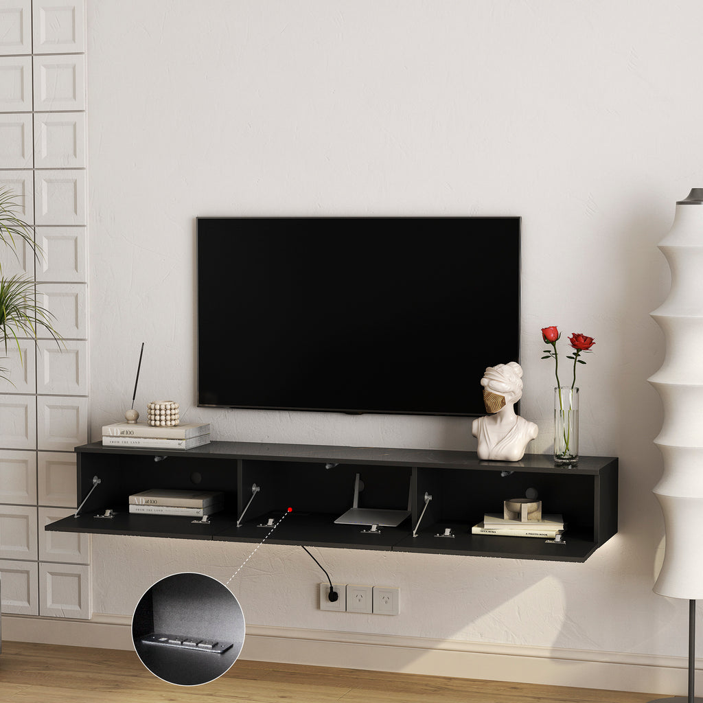 Floating TV Stand with LED Lights – Modern Style, Clean Space